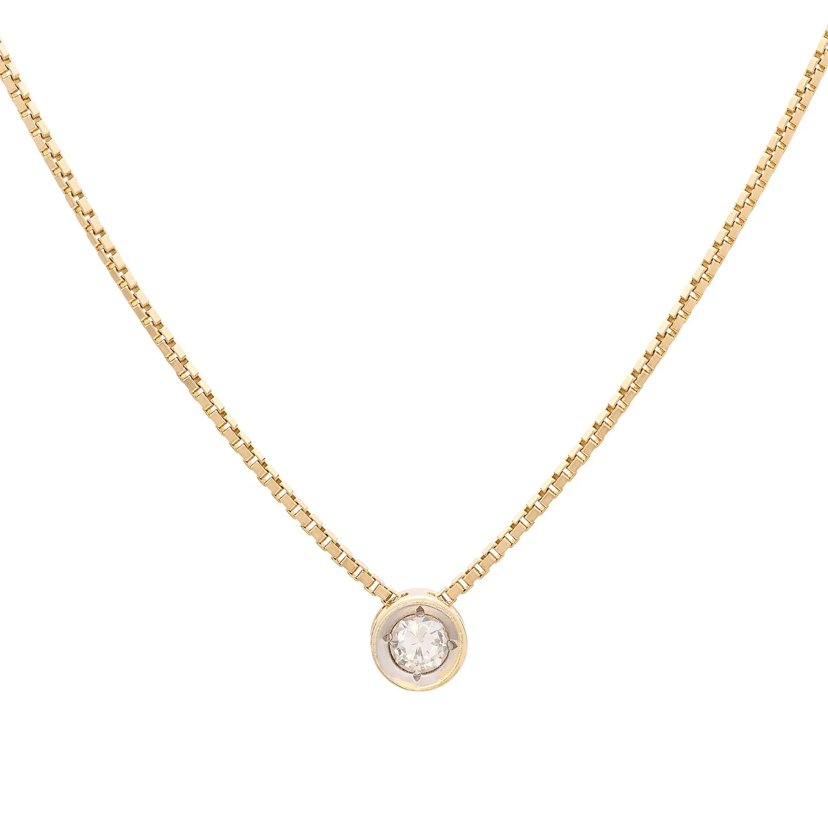14 karat Yellow Gold Solitaire Diamond Necklace