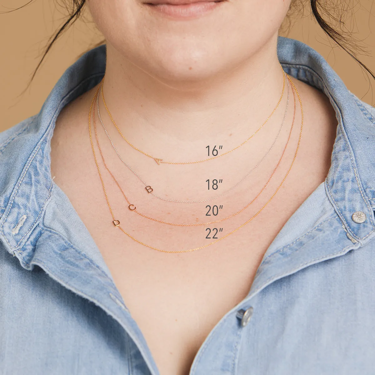 14K GOLD ASYMMETRICAL CHARM NECKLACE - Star of David