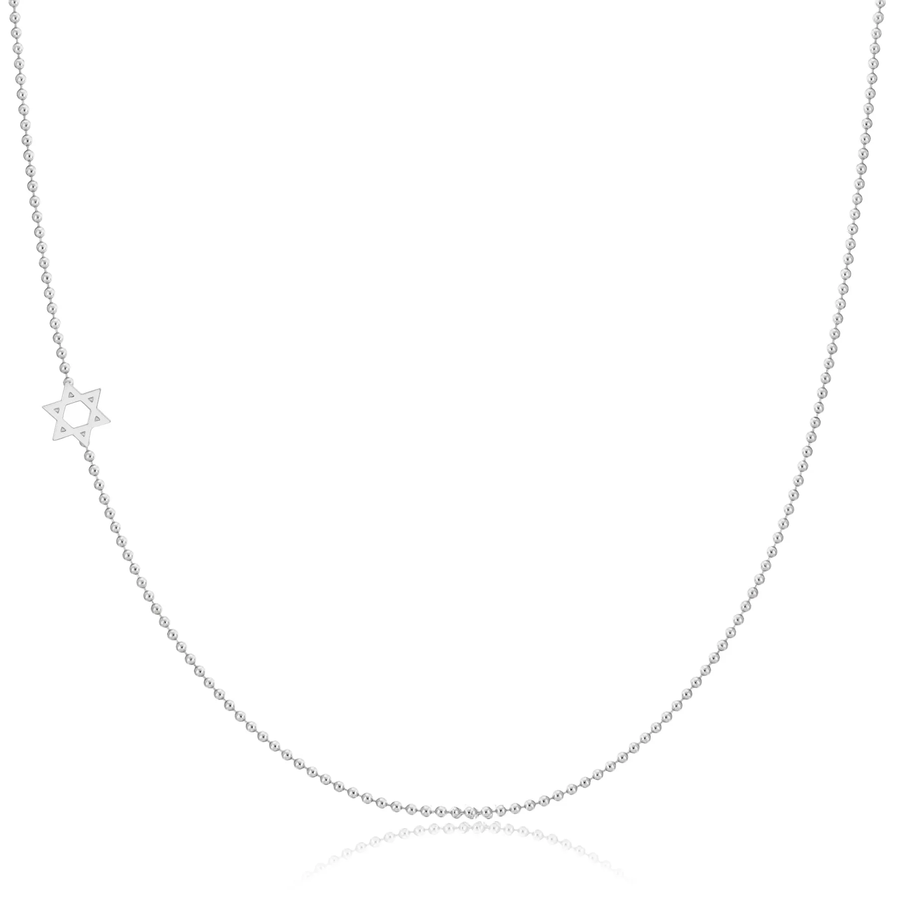 14K GOLD ASYMMETRICAL CHARM NECKLACE - Star of David