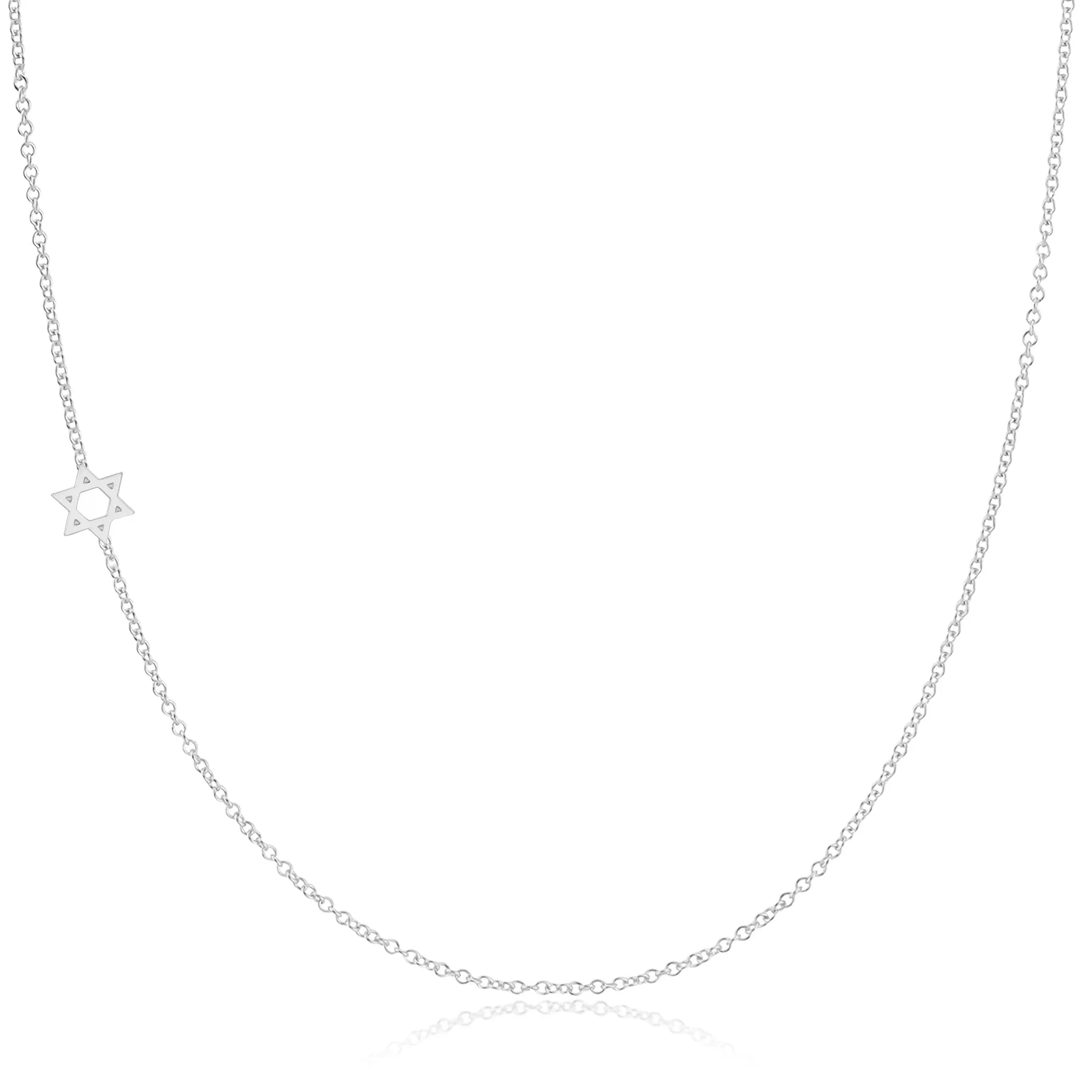 14K GOLD ASYMMETRICAL CHARM NECKLACE - Star of David