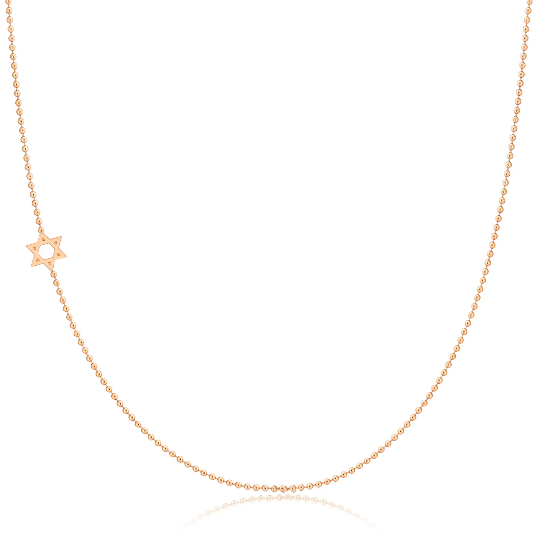 14K GOLD ASYMMETRICAL CHARM NECKLACE - Star of David