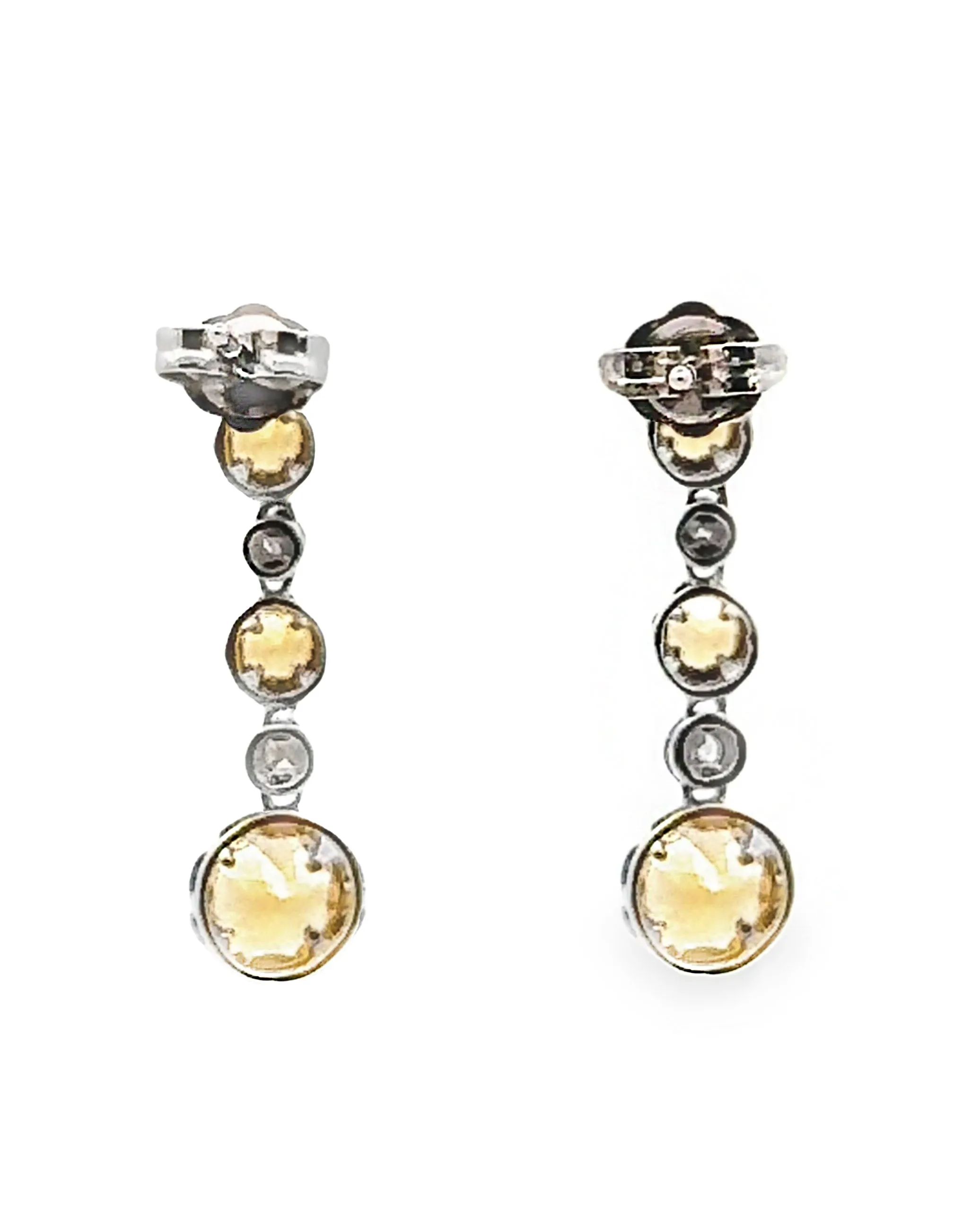 14K White Gold Citrine and Diamond Drop Earrings