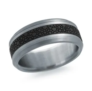 14K White Gold with Carbon Fiber Ring from the Tantalum Collection by Malo - MRDTC-011-8WB