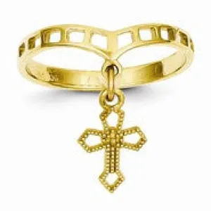 14k Yellow Gold Polished Cross Dangle Charm