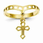 14k Yellow Gold Polished Cross Dangle Charm