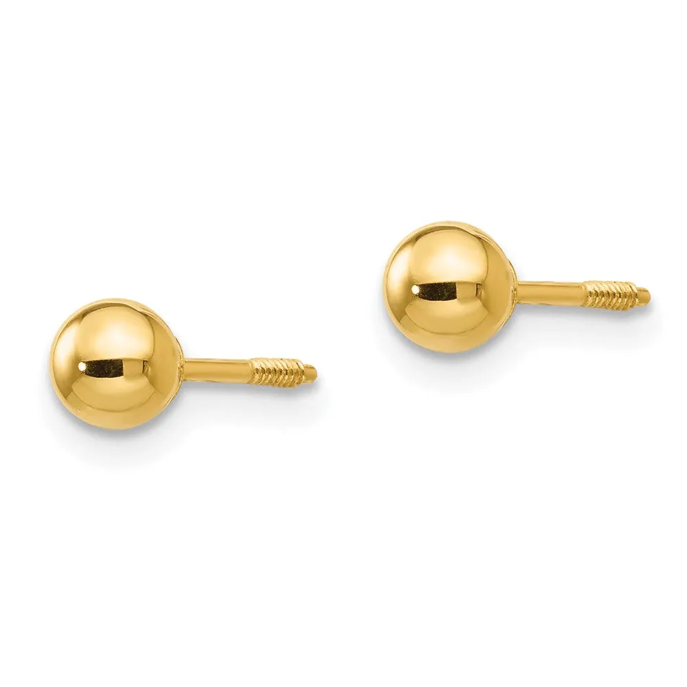 14KT Yellow Gold 4MM Reversible Ball Stud Earrings
