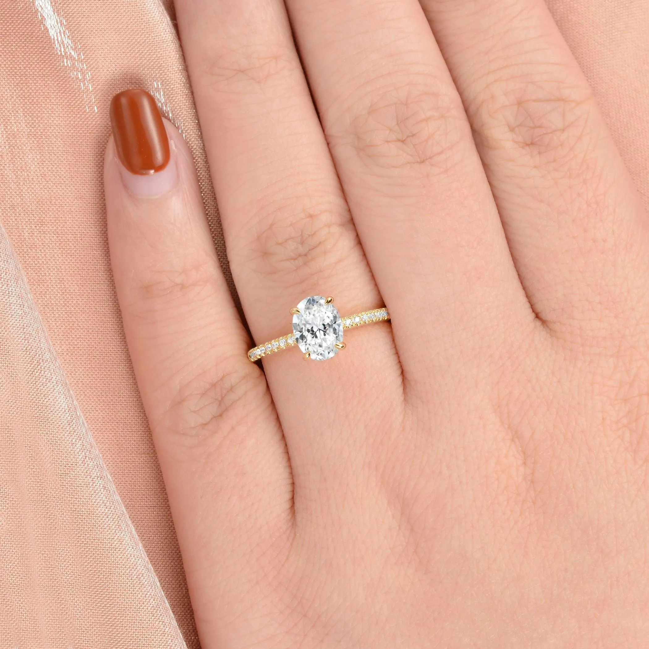 1.5ct Moissanite Pave Classic Solitaire Ring