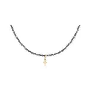 15" CHOKER GEMSTONE 2MM - FACETED HEMATITE - SIGNATURE