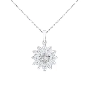 18ct White Gold Diamond Daisy Pendant