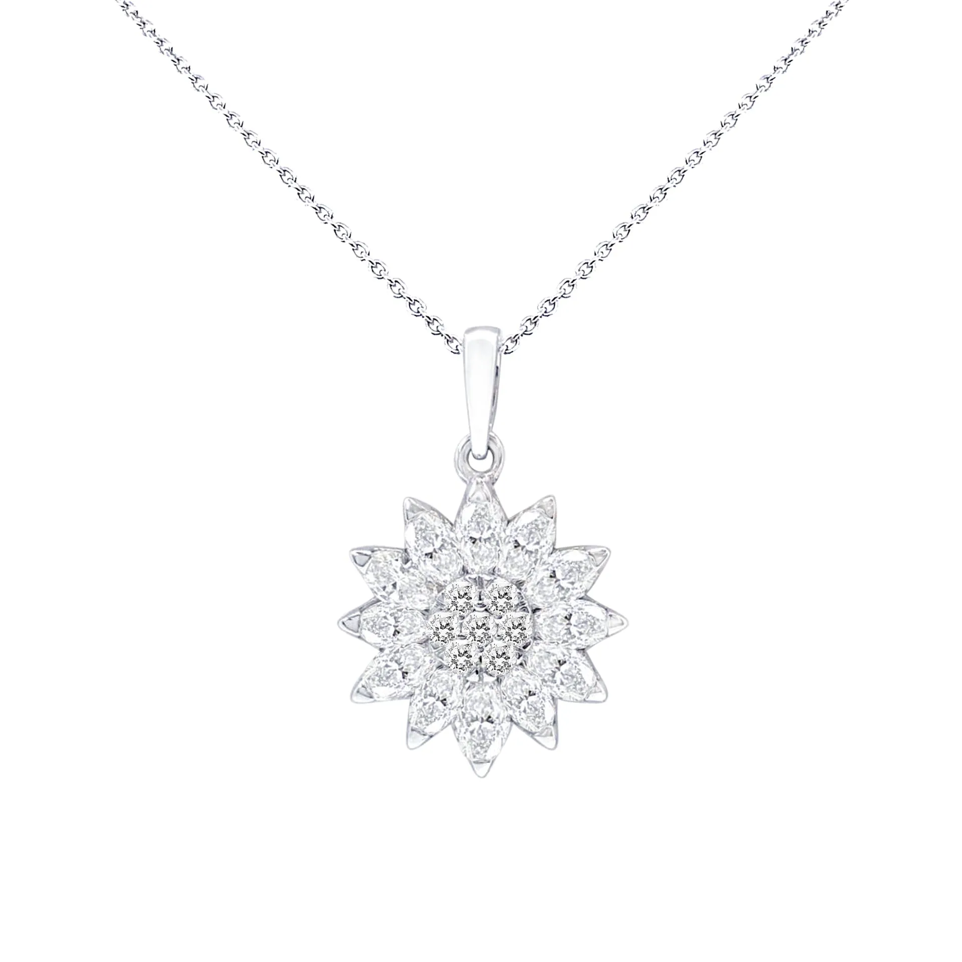18ct White Gold Diamond Daisy Pendant
