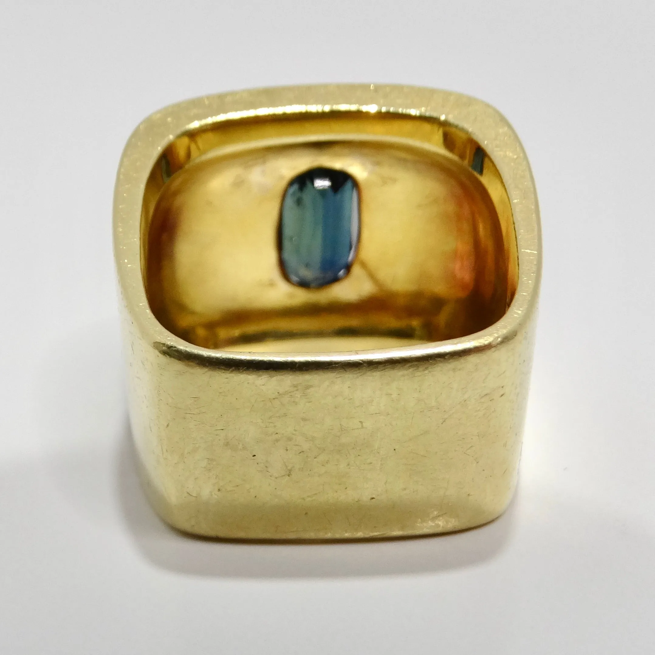 18K Solid Gold Blue Sapphire Cocktail Ring