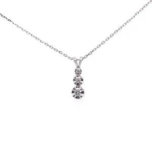 18K White Gold 0.10ct Diamond Set Drop Pendant