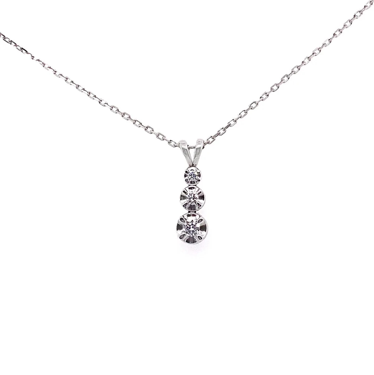 18K White Gold 0.10ct Diamond Set Drop Pendant