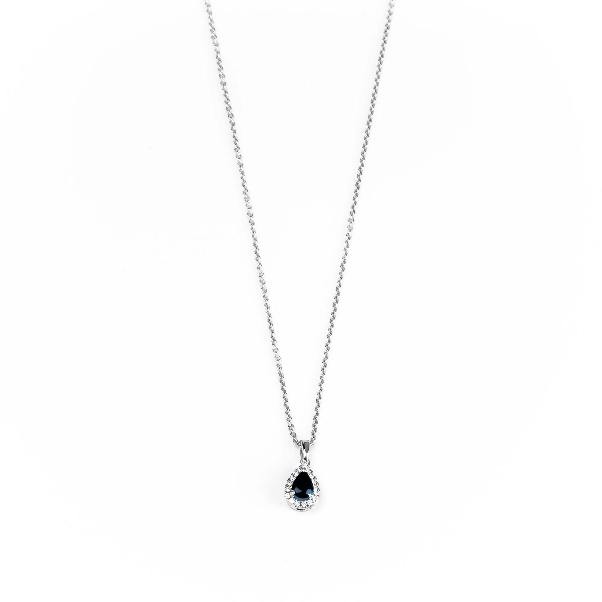 18K White Gold 0.56ct Sapphire and Diamond Pendant - 20690601