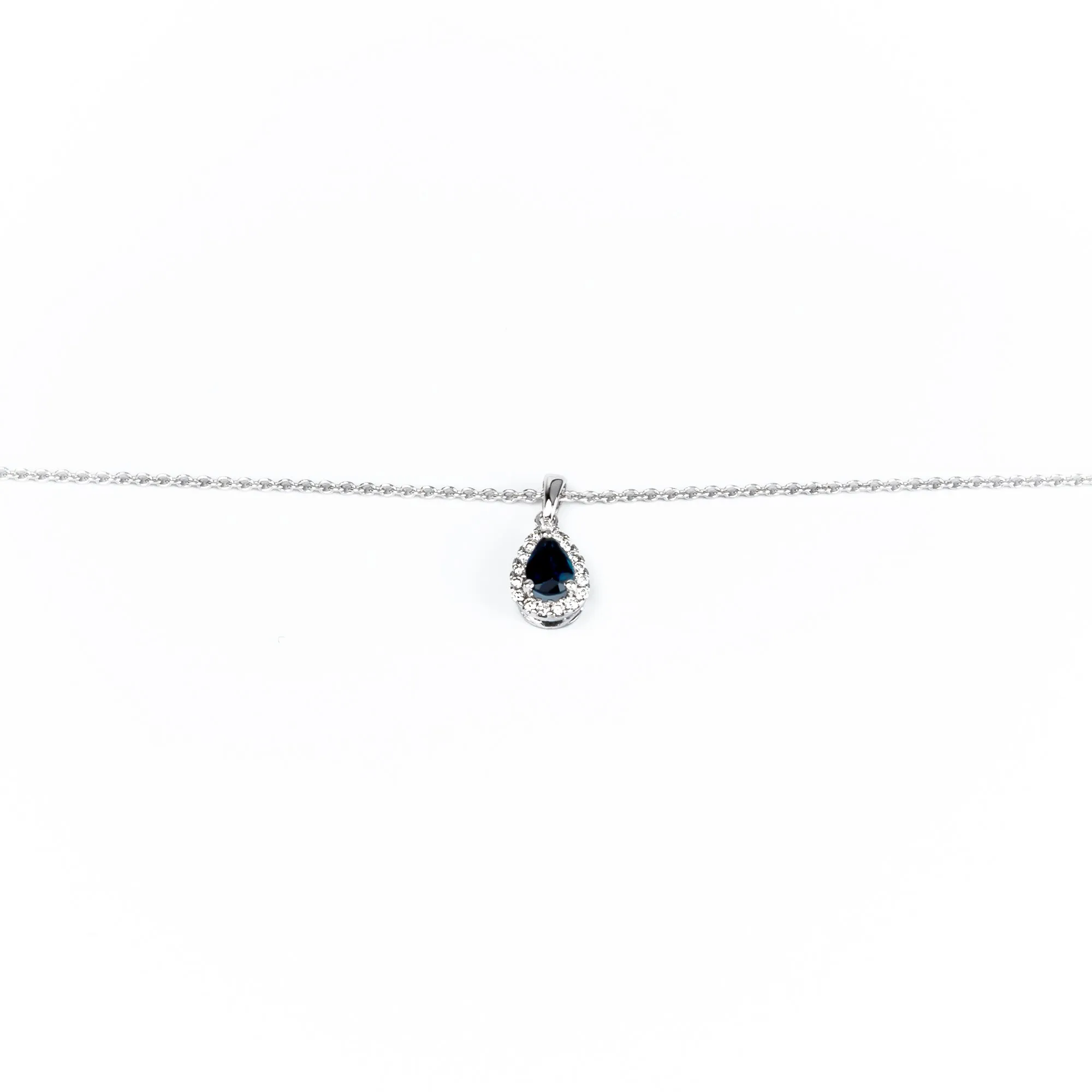 18K White Gold 0.56ct Sapphire and Diamond Pendant - 20690601