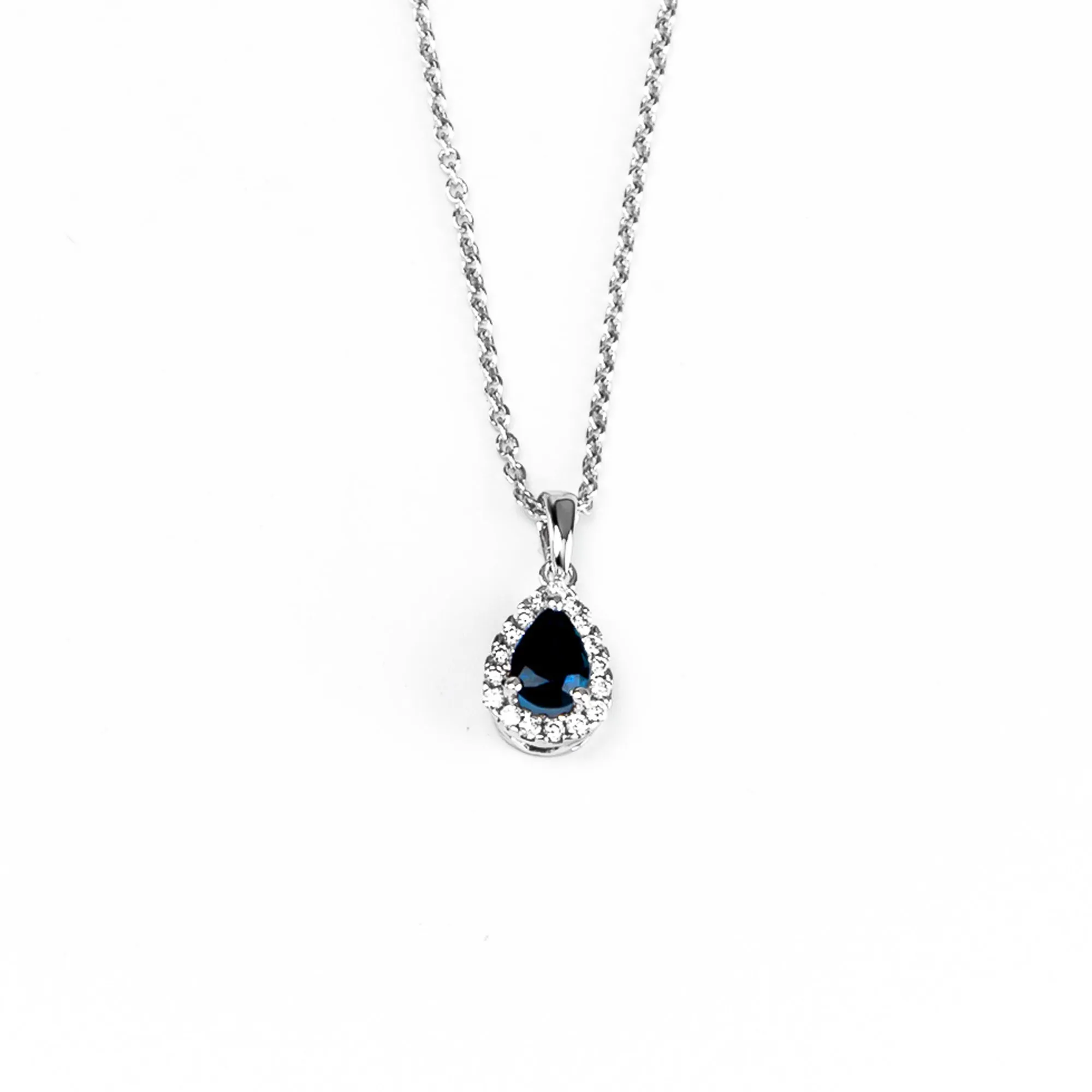 18K White Gold 0.56ct Sapphire and Diamond Pendant - 20690601