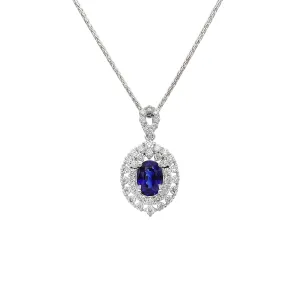 18K White Gold 1.05ct Sapphire And Diamond Pendant - 20745455