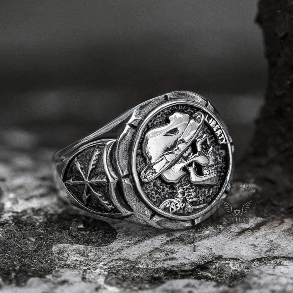 1936 Hobo Nickels Liberty Stainless Steel Skull Ring