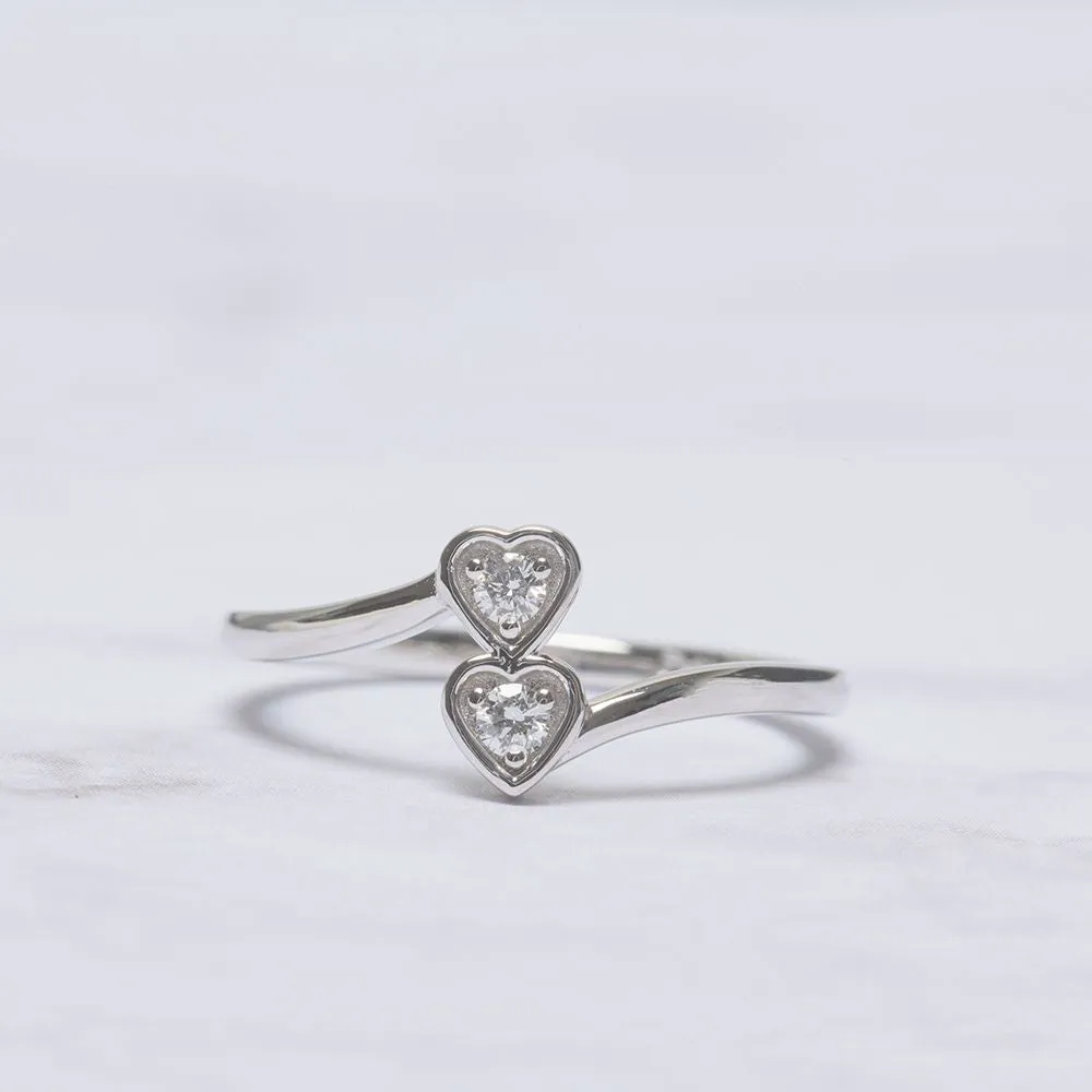 2 Stone Crossover Lab Diamond Promise Ring