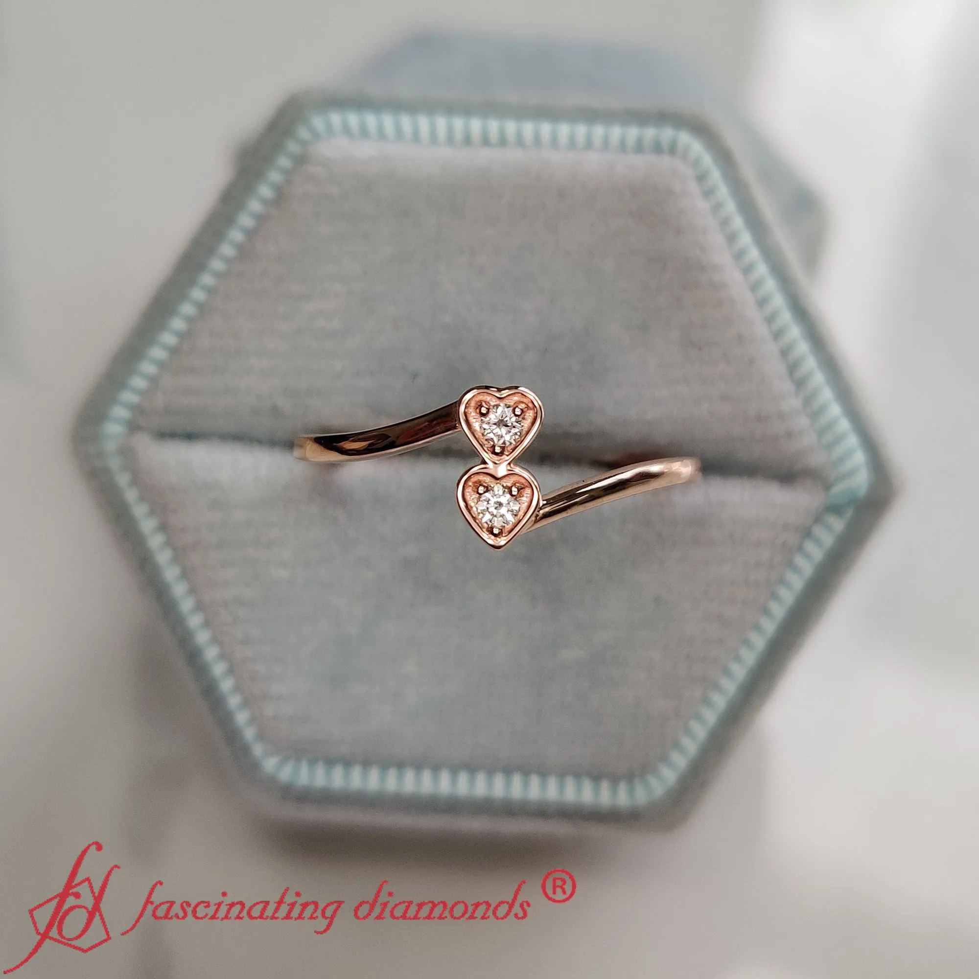 2 Stone Crossover Lab Diamond Promise Ring