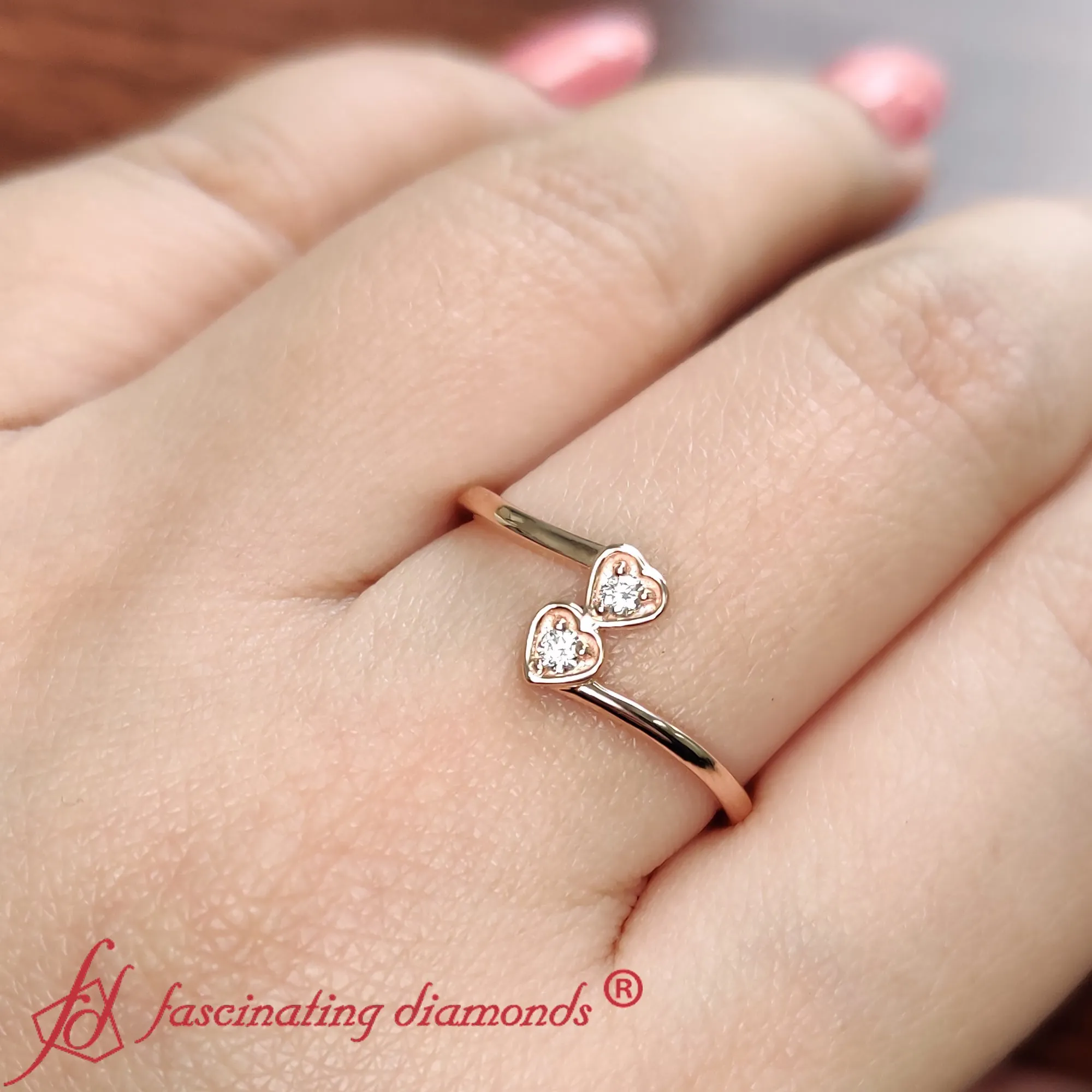 2 Stone Crossover Lab Diamond Promise Ring