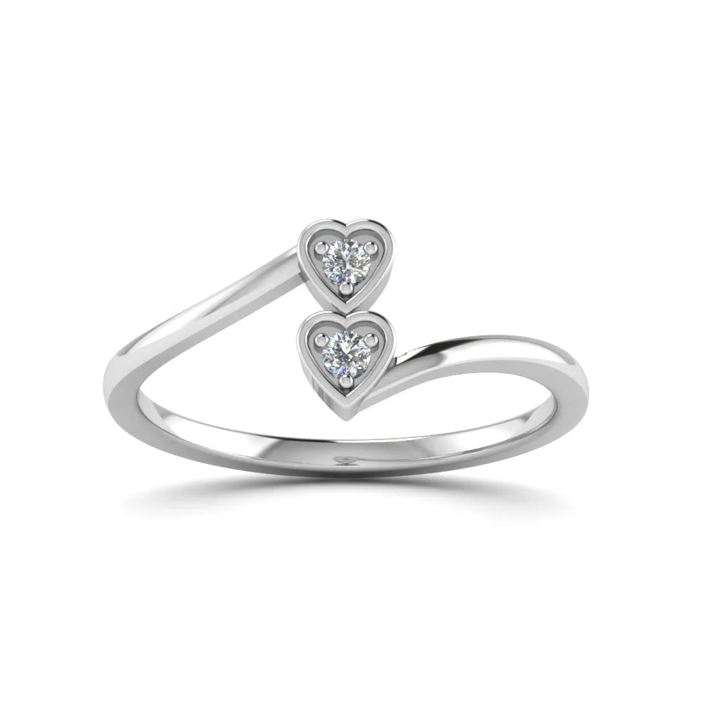 2 Stone Crossover Lab Diamond Promise Ring