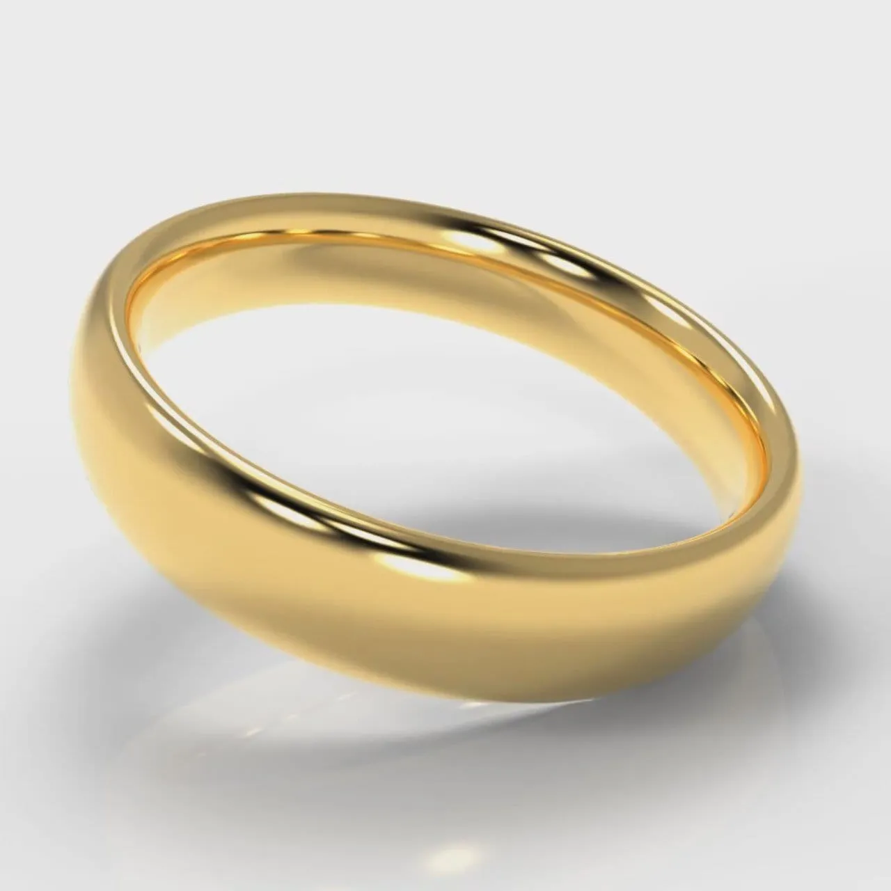 5mm Court Shaped Comfort Fit Wedding Ring - Yellow Gold