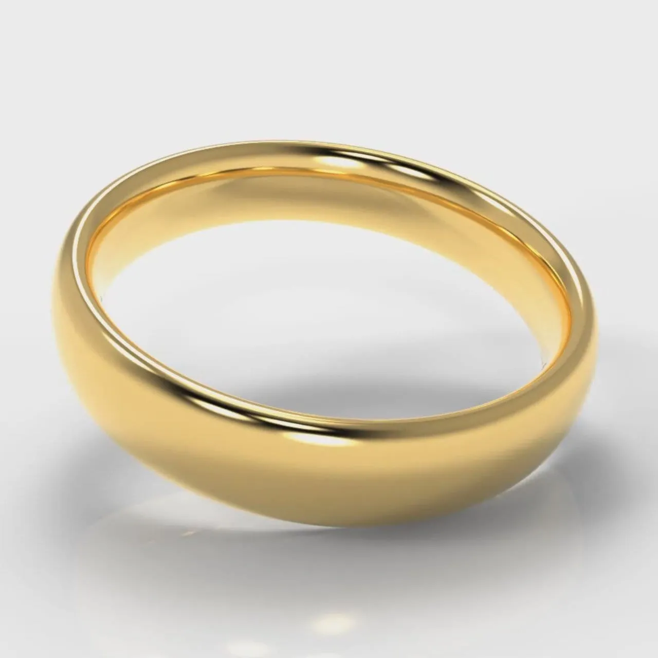5mm Court Shaped Comfort Fit Wedding Ring - Yellow Gold
