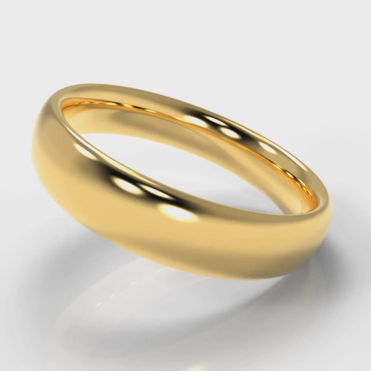 5mm Court Shaped Comfort Fit Wedding Ring - Yellow Gold