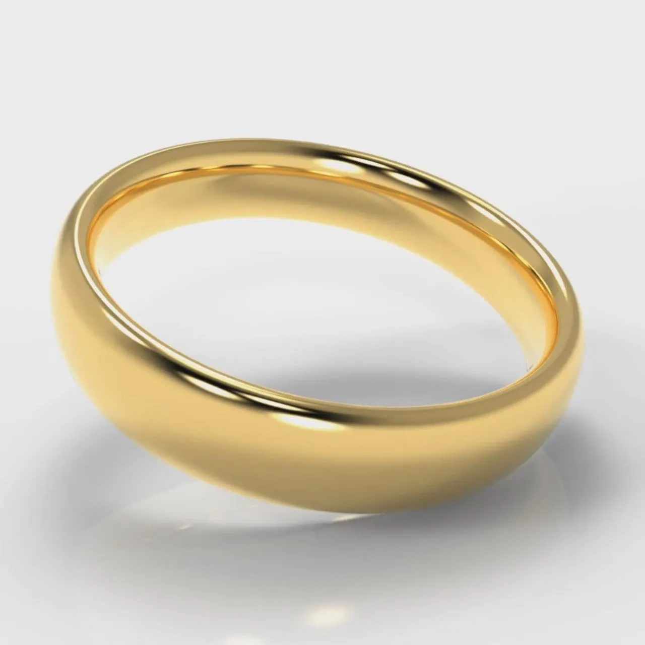 5mm Court Shaped Comfort Fit Wedding Ring - Yellow Gold