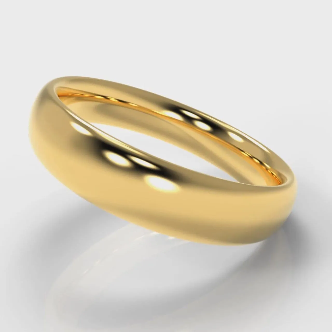 5mm Court Shaped Comfort Fit Wedding Ring - Yellow Gold