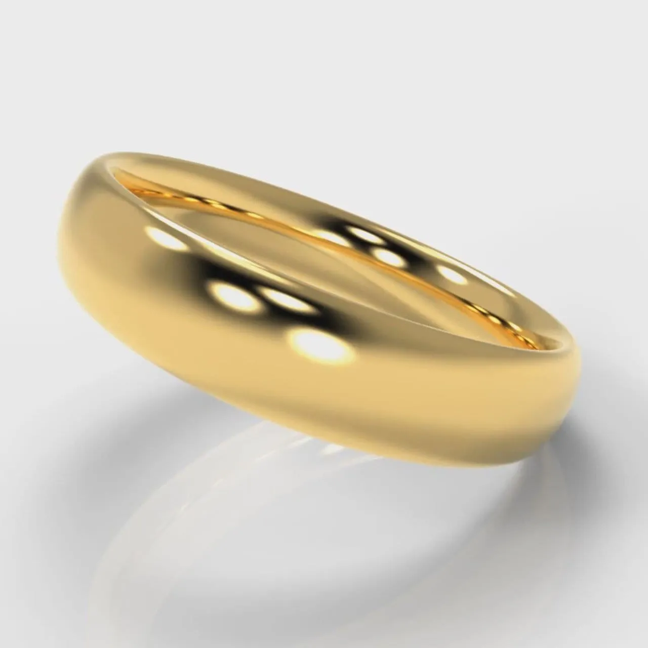 5mm Court Shaped Comfort Fit Wedding Ring - Yellow Gold