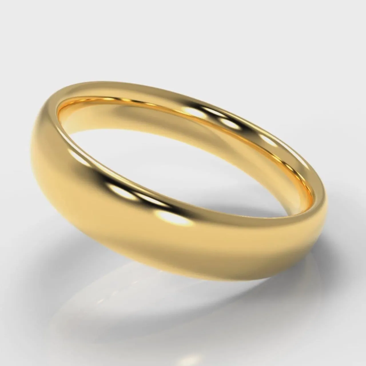 5mm Court Shaped Comfort Fit Wedding Ring - Yellow Gold