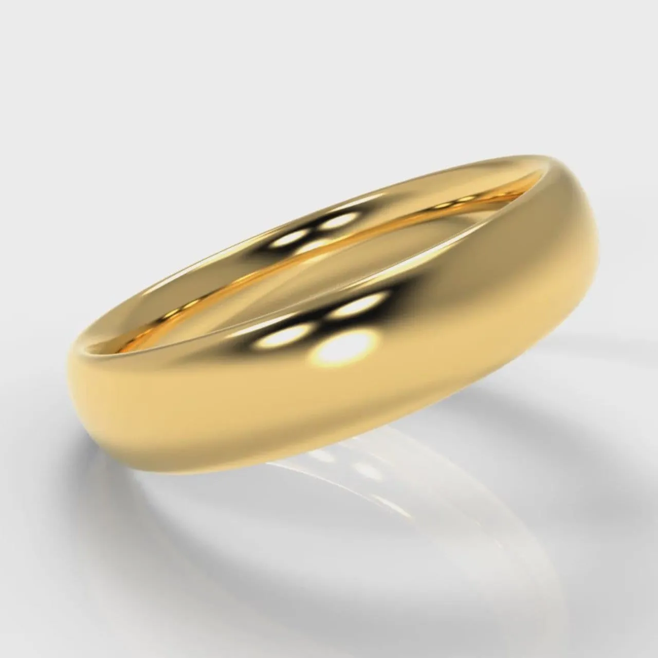 5mm Court Shaped Comfort Fit Wedding Ring - Yellow Gold