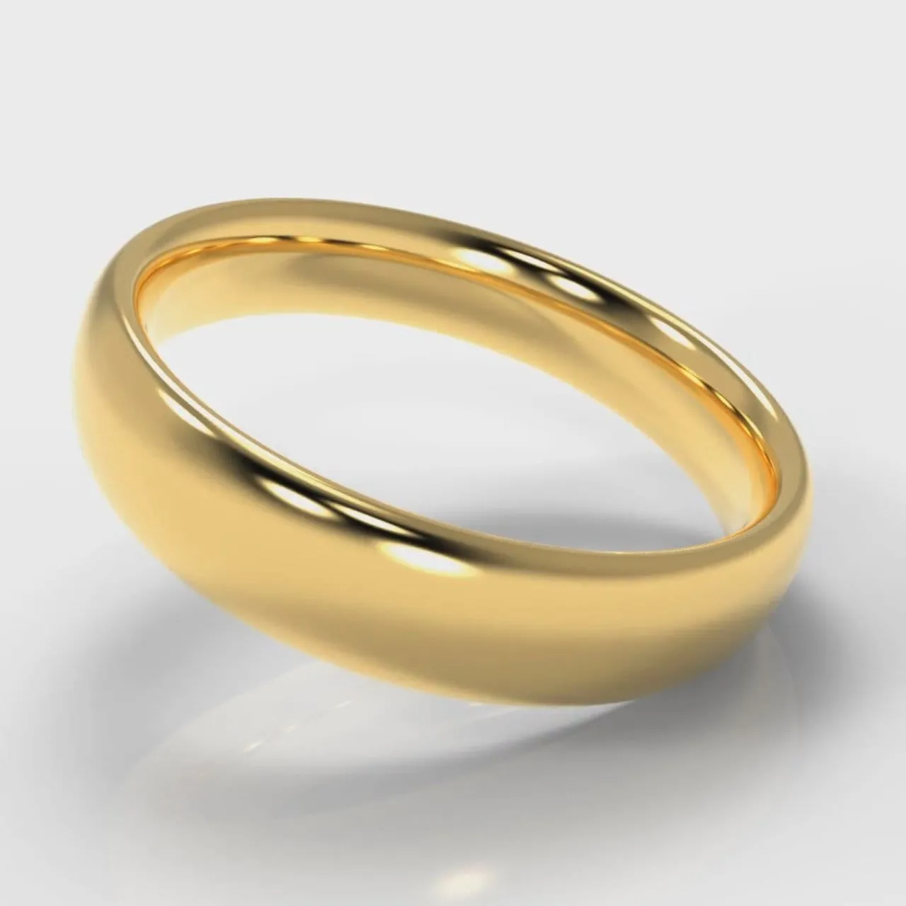 5mm Court Shaped Comfort Fit Wedding Ring - Yellow Gold