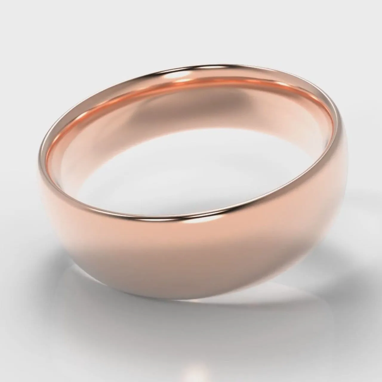 7mm Court Shaped Comfort Fit Wedding Ring - Rose Gold