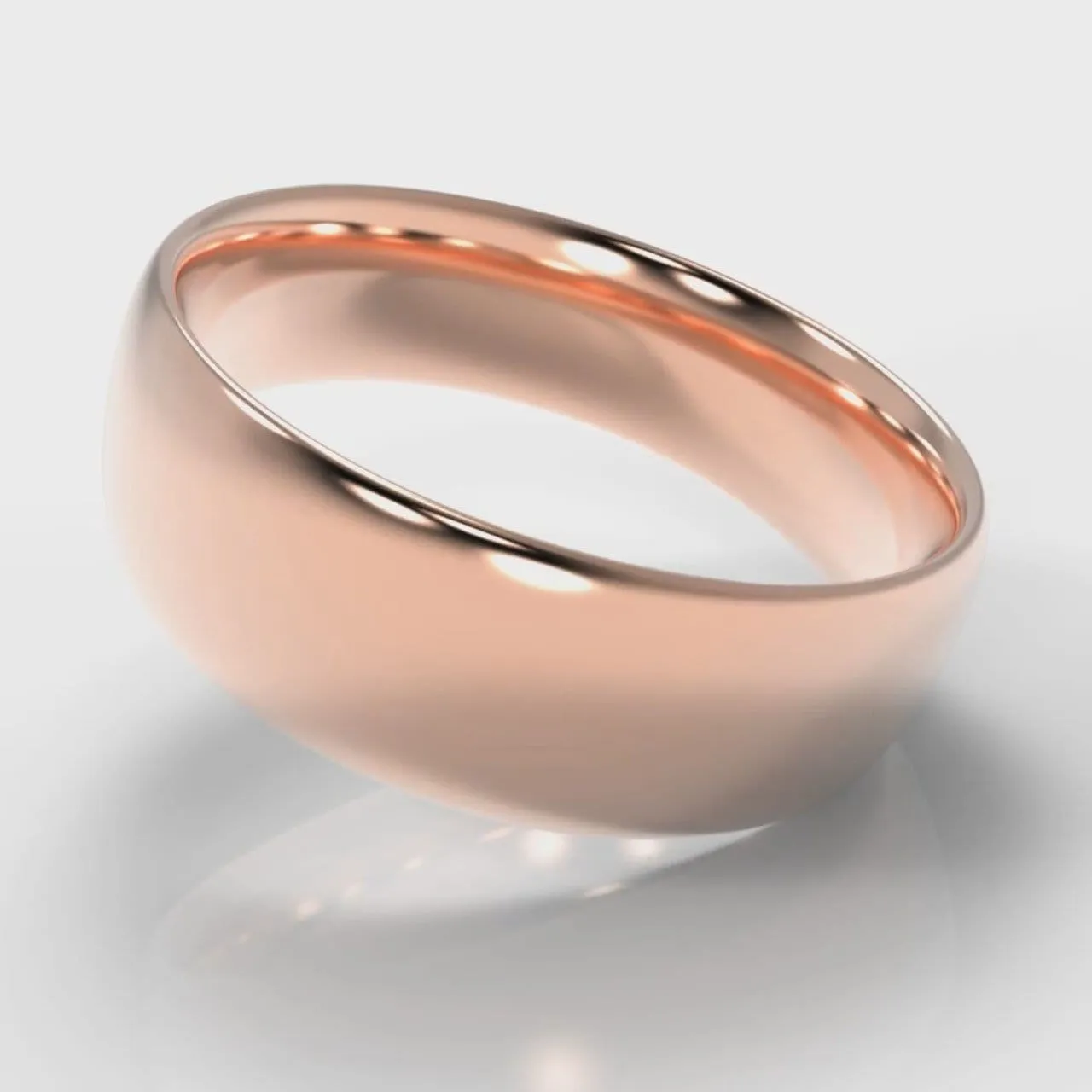 7mm Court Shaped Comfort Fit Wedding Ring - Rose Gold