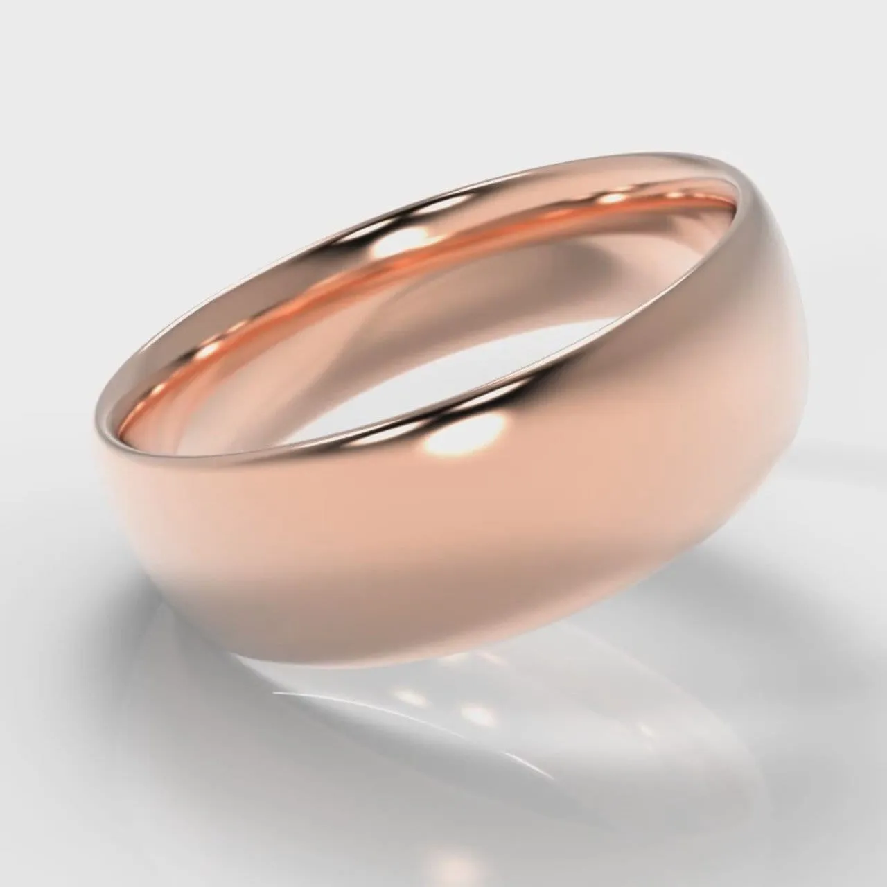 7mm Court Shaped Comfort Fit Wedding Ring - Rose Gold