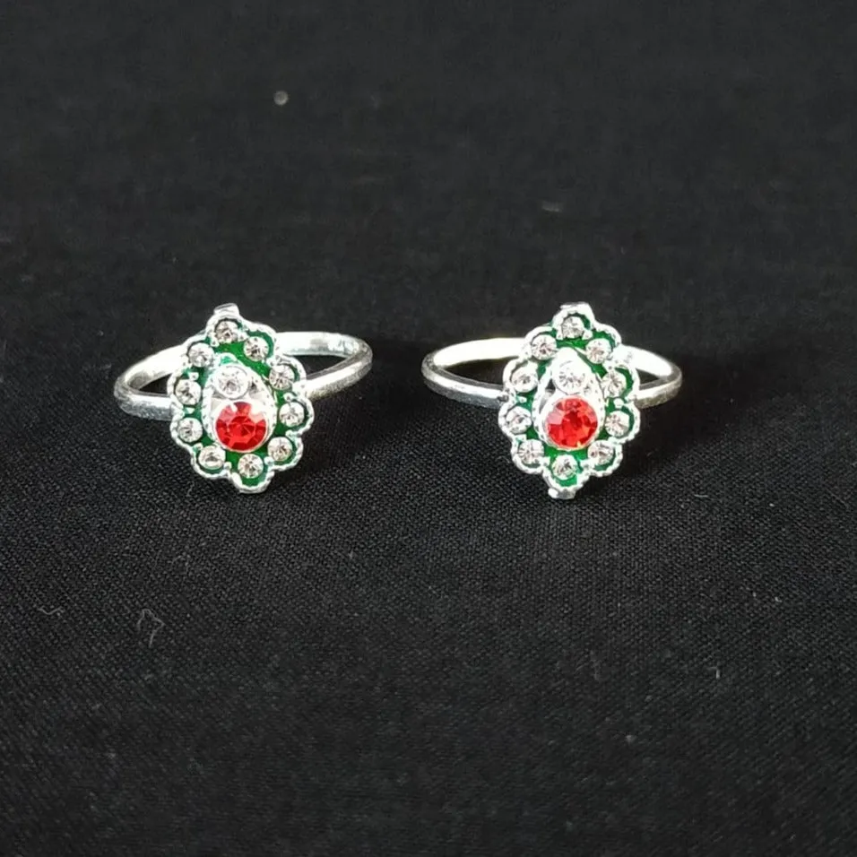 925 Silver Adjustable Toe Rings Pair (Design 123)