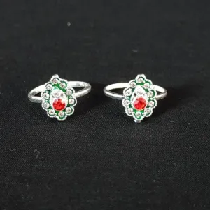 925 Silver Adjustable Toe Rings Pair (Design 123)
