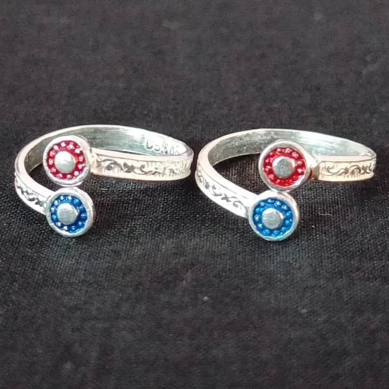 925 Silver Adjustable Toe Rings Pair (Design 125)