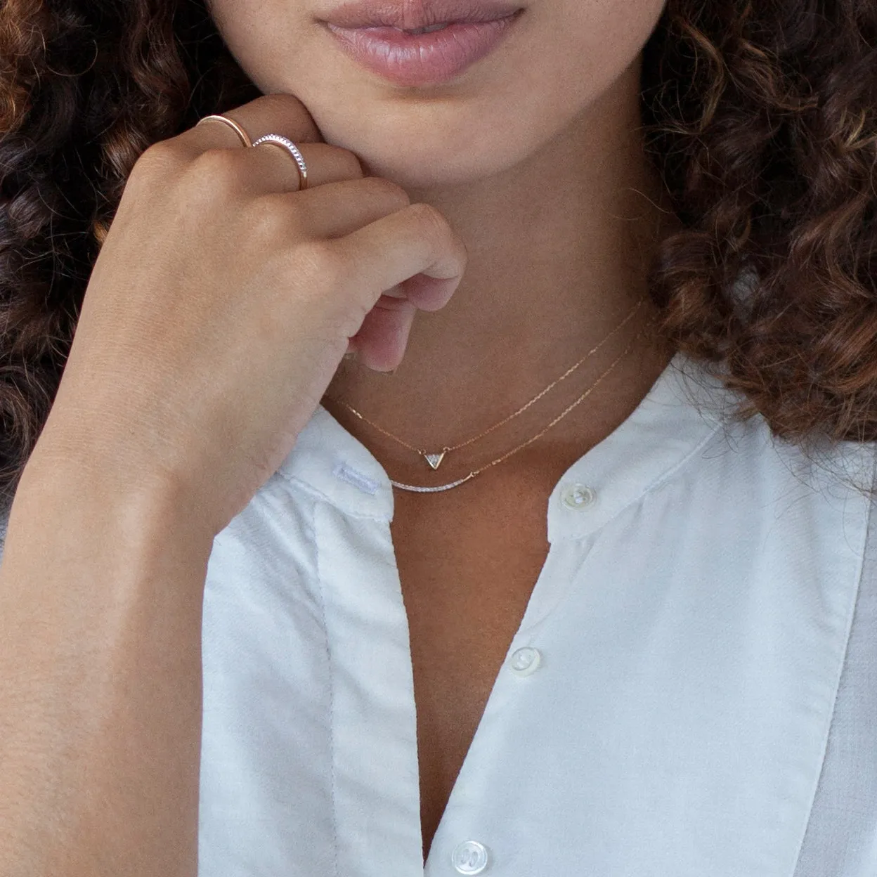 Adina - Large Pave Curve Necklace in Y14