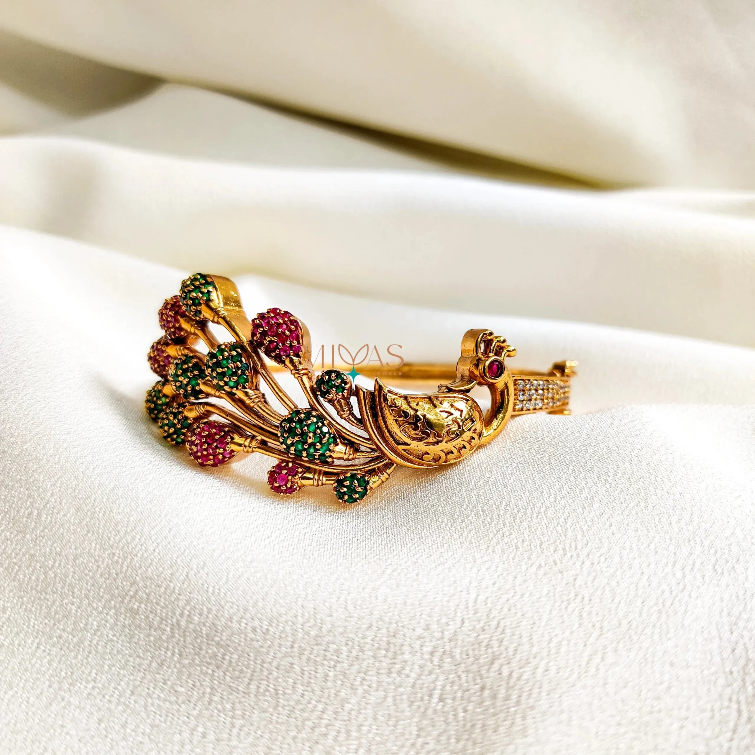 Adorable Peacock Design AD Stone Bracelet