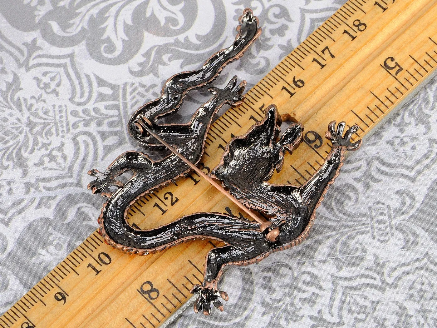 Alilang Mythical Ancient Asian Chinese New Year Zodiac Dragon Novelty Celebration Party Brooch Pin Red