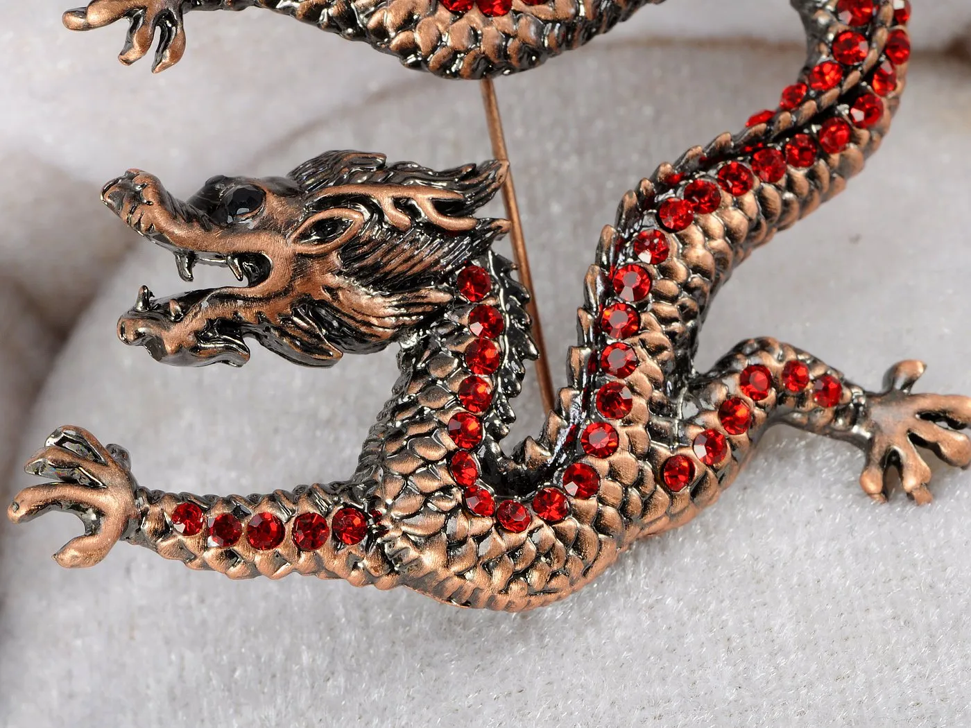 Alilang Mythical Ancient Asian Chinese New Year Zodiac Dragon Novelty Celebration Party Brooch Pin Red