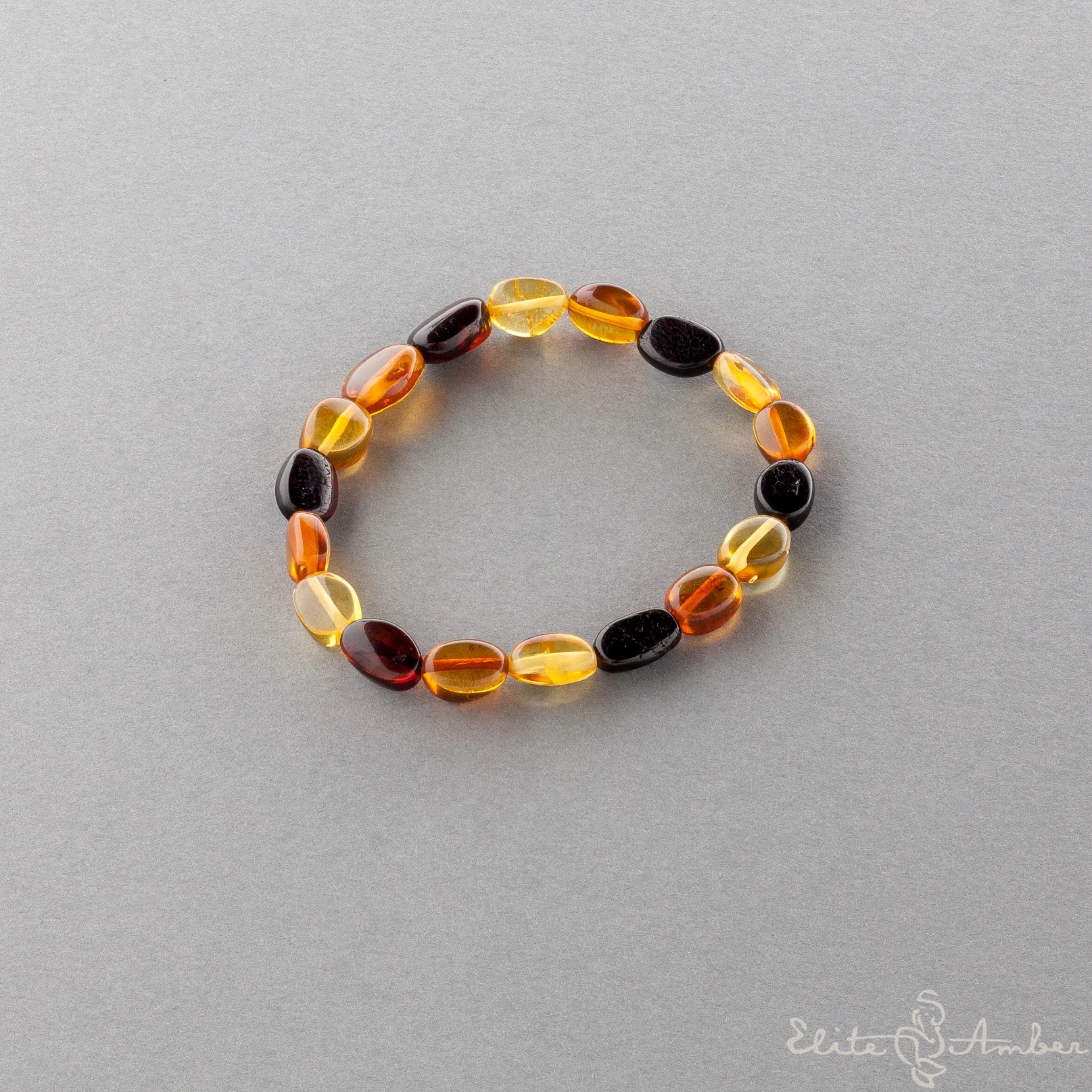 Amber bracelet "Multi color amber pebbles"