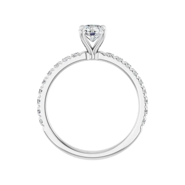 AMELIA Platinum Round Lab Grown Diamond French-Set Engagement Ring