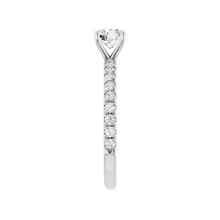 AMELIA Platinum Round Lab Grown Diamond French-Set Engagement Ring