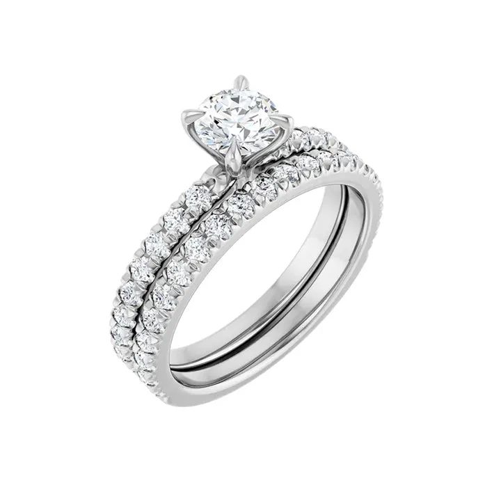 AMELIA Platinum Round Lab Grown Diamond French-Set Engagement Ring