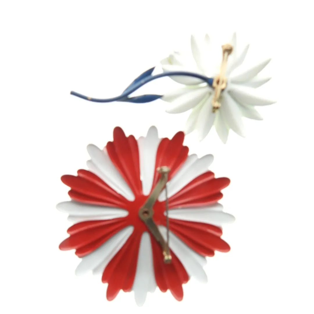 Americana Vintage Enamel Flower Brooches